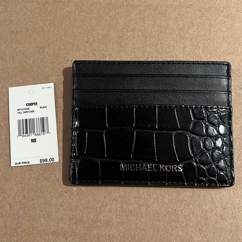 NWT Michael Kors Black Tall Card Case